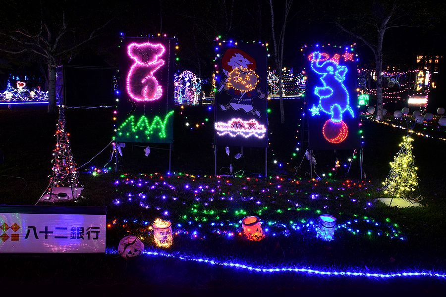 「大芝高原イルミネーション。八十二銀行」